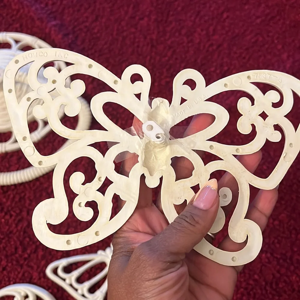 Vintage Homco Home Interiors White Bathroom butterfly decor set
